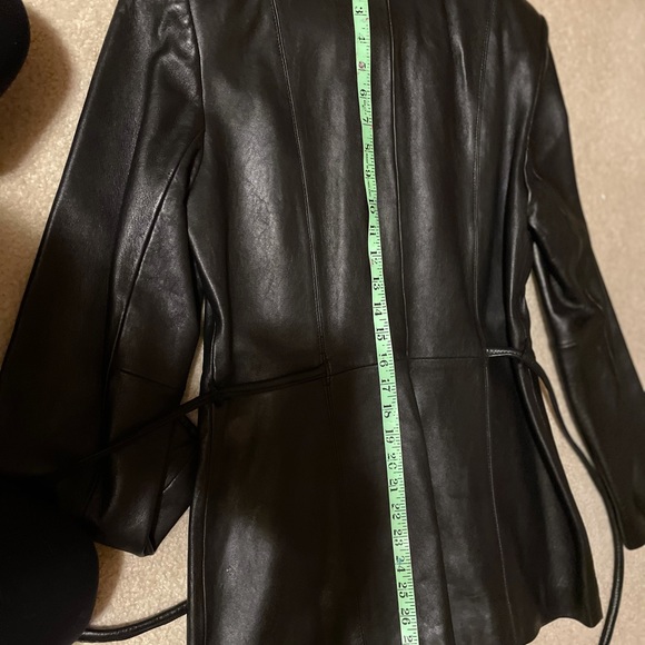 Leather Coat/Jacket with Tie Belt, Size Small, JLC New York - Picture 6 of 7